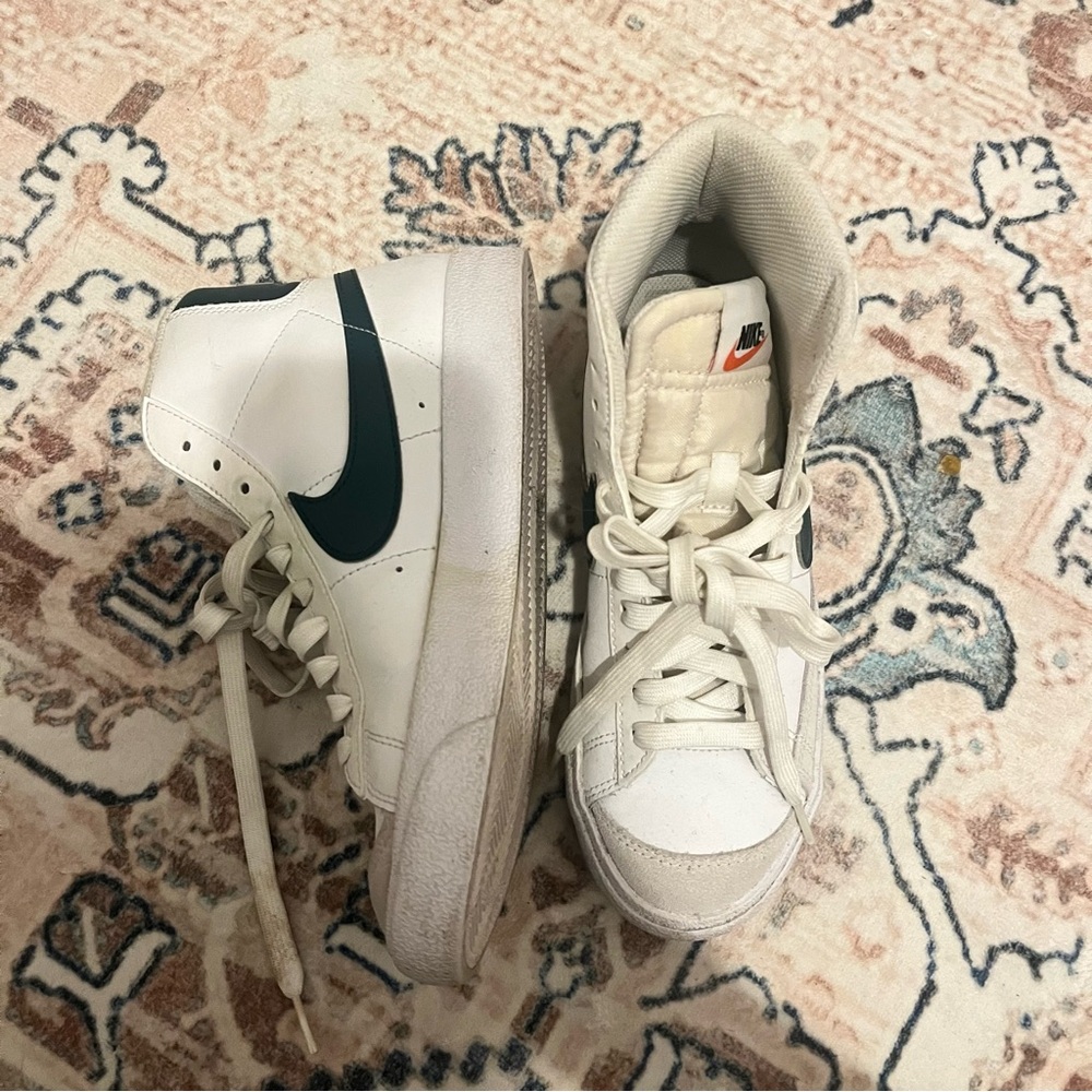 Nike Dark Teal Green Swoosh Blazers high top 5Y W sz 6.5